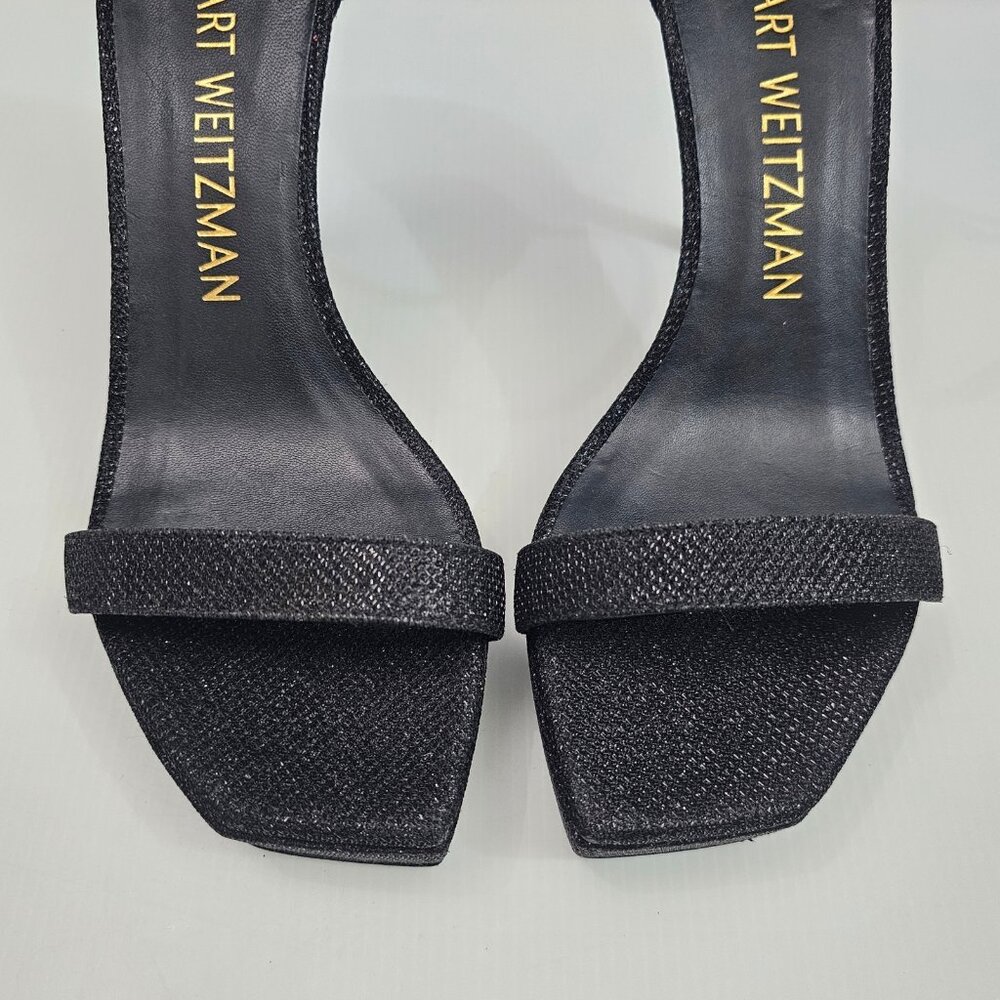 🆕Stuart Weitzman Black Glitter Platform Ankle-Strap Heels. Tried on only - Picture 5 of 14